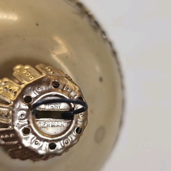 6 Vintage Gold West Germany Christmas Tree Ornaments Mercury Glass? 2.25 Glitter - Picture 4 of 7